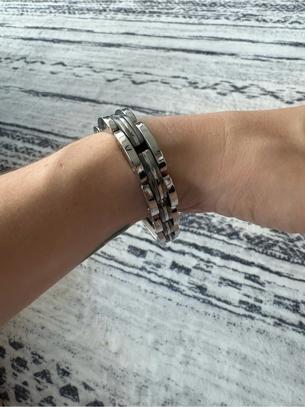 Silver Stainless Steel Link Bracelet - Men’s Jewelry